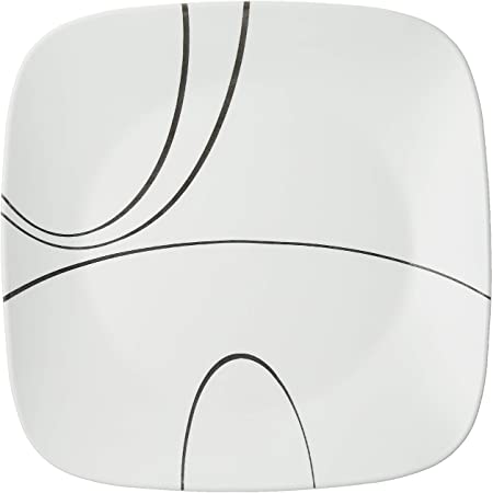 Corelle Square Simple Lines Dinner Plate Set, 6 Pack