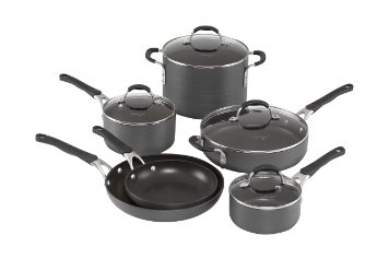 Calphalon 10 Piece Hard-Anodized Aluminum Nonstick Cookware Set, Medium, Black