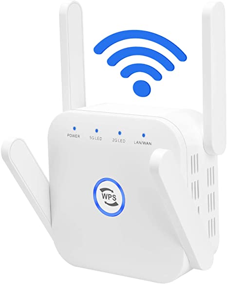 Whew WiFi Extender Signal Booster, 1200Mbps Wireless Internet Amplifier, Dual Band 2.4G & 5Ghz WiFi Extender, 4 Antennas Full Coverage with Ethernet Port and WPS, Ap Repeater Mode
