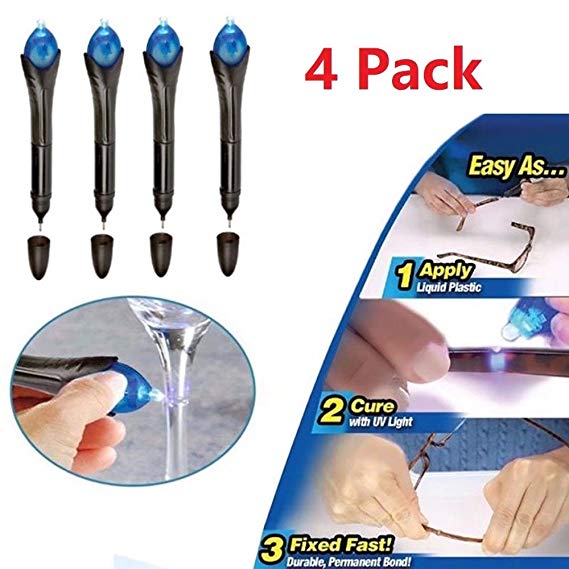 JahyShow 4 Pack 5 Second UV Light Repair Tool Fix Pen Liquid Plastic Glue Welding Compound Kit