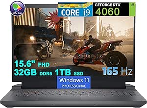 Dell G15 5530 Gaming Laptop | 15.6" FHD 165Hz (100% sRGB, 3ms, G-SYNC + DDS) | Intel 24-core i9-13900HX | 32GB DDR5 1TB SSD | GeForce RTX 4060 8GB Graphic | Backlit USB-C Win11Pro Gray