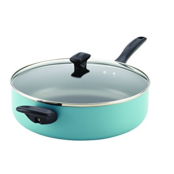 Farberware Dishwasher Safe Nonstick Aluminum Covered Jumbo Cooker with Helper Handle, 6 quart, Aqua