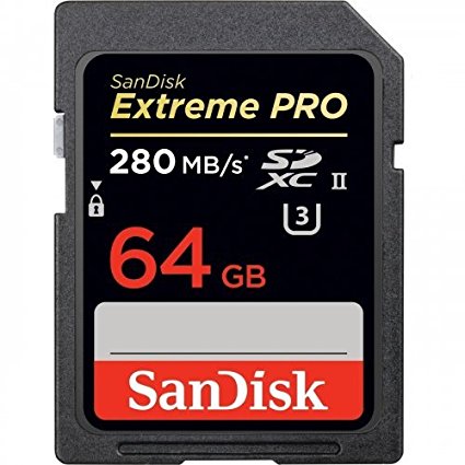 SANDISK #SDSDXPB064GA46 Extreme Pro 64 GB Secure Digital Extended Capacity (SDXC) - Class 3/UHS-II - 280 MBps Read - 250 MBps Write - 1 Card