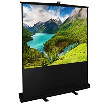 Cloud Mountain Easy Use 100 Inch 4:3 Diagonal Portable Pull up Floor Projector Projection Screen in Aluminium Case , Matte White 1.3 Gain