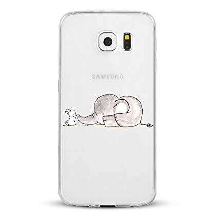 Galaxy S7/S7 Edge Case,Matop Girl Floral Crystal Clear TPU Soft Slim Flexible Silicone S7/S7 Edge Cover Transparent Cute Phone Case (Elephant Rabbit, Galaxy S7 Edge)