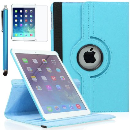 Zeox Apple iPad Air Case - 360 Degree Rotating Stand Case Cover with Auto Sleep / Wake Feature for iPad Air (iPad 5th Generation) 2013 Model- Sky Blue
