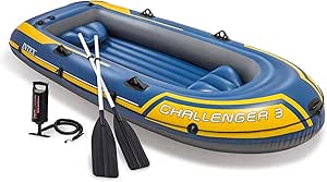 Intex 68370NP - Canotto Gonfiabile Challenger 3, 3 posti, con Accessori, PVC, Blu, 295x137x43 cm