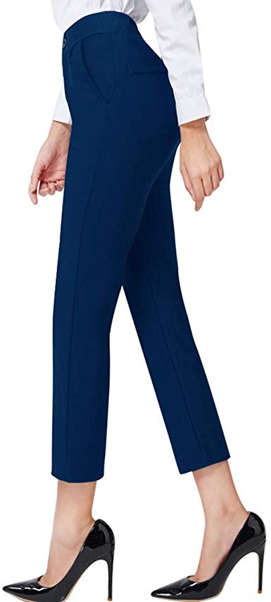 Ginasy Dress Pants for Women Stretch Pull-on Pants Ease into Comfort Office Ponte Pants