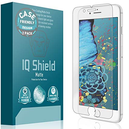 IQ Shield Matte Screen Protector Compatible with Apple iPhone 8 Plus (Case Friendly)(2-Pack) Anti-Glare Anti-Bubble Film