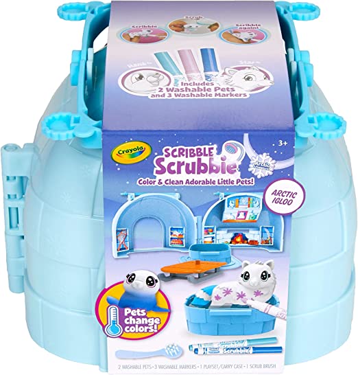 Crayola Scribble Scrubbie Pets Arctic Igloo, Color Change Pets & Storage Case, Gift for Girls & Boys