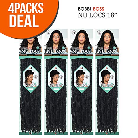 Bobbi Boss Synthetic Hair Crochet Braids African Roots Braid Collection Nu Locs 18" (4-PACK, 1)