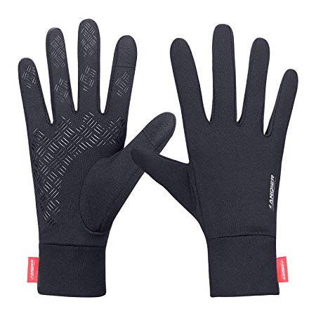 anqier Running Gloves,Lightweight Touchscreen Cycling Windproof Gloves Women Men Climbing Driving Sports Compression Liner Gloves for Winter Early Spring Or Fall