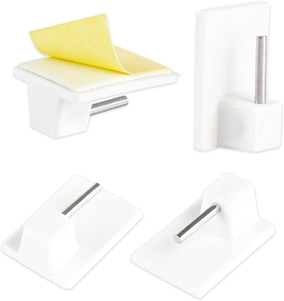 LEMESO Set of 20 Self Adhesive Hooks Plastic Sticky Hooks for Net Curtain Rods - 2.8 x 1.9 x 1.1 cm - White