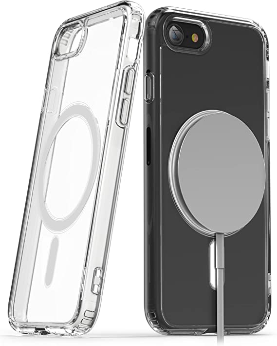 Encased Clear Back Compatible with iPhone SE, Slim Magnetic Phone Case Compatible with Magsafe & Accessories (Fits iPhone 8, iPhone SE 2020/2022)