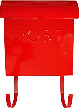 NACH Euro Series Modern Mailbox, Decorative Mail Holder, Wall Mount Mailboxes for Outside, Rust Resistant Galvanized Metal Mailbox, 12" x 11" x 4.5", Red, MB-44766