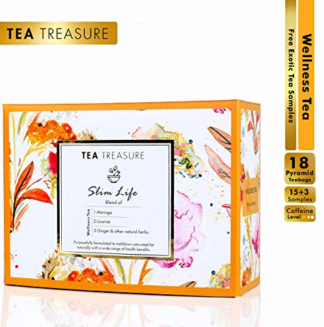 TeaTreasure Slim Life - Improves Metabolism & Helps in Weight Management - 1 Teabox ( 18 Pyramid Tea Bags )