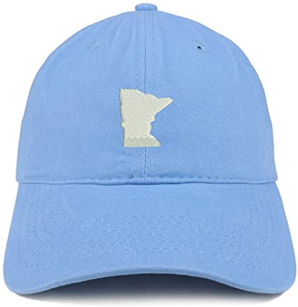 Trendy Apparel Shop Minnesota State Map Embroidered Soft Crown 100% Brushed Cotton Cap