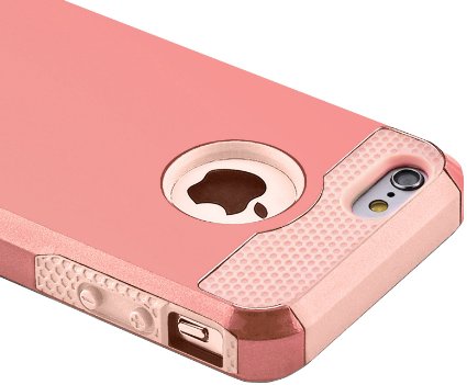 iPhone SE 5 5s Case, Limecase® [NGS Series] Slim Shockproof Case fit for iPhone 5 5s SE Hard Rugged Ultra Protective Back Rubber Cover with Dual Layer Sturdy Impact Protection (Gold Rose - Pink)