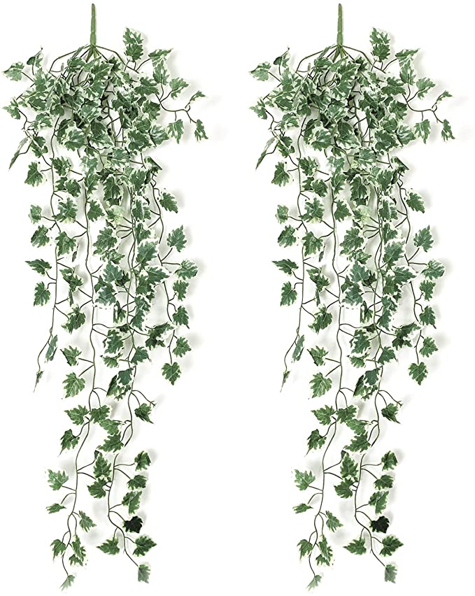 Yatim 90 cm White Grape Ivy Vine Artificial Plants Greeny Chain Wall Hanging Leaves for Home Room Garden Wedding Garland Outside Decoration Pack of 2