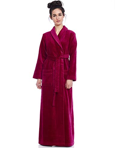 Cinderella Long Women's Terry Cotton Bath Robe - Toweling With Belt - Floral
