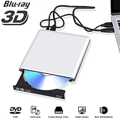 External Blu Ray Drive,USB 3.0 3D 4K DVD CD Bluray Drive DVD Disc Burner for Apple Mac/PC/MacBook Pro AirWindows10/7/8