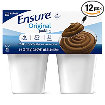 Ensure Pudding, Creamy Milk Chocolate, 4-Ounce Cup, 4 Count, (Pack of 12)