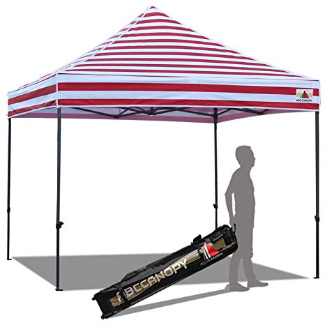 ABCCANOPY Pop up Canopy Tent Commercial Instant Shelter with Wheeled Carry Bag, 10x10 FT (Thin Stripe RED)