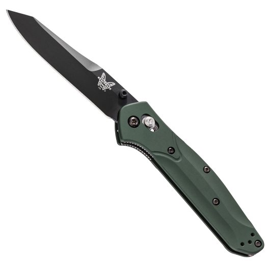 Benchmade Knife 940BK Osborne Black Blade Green Handle