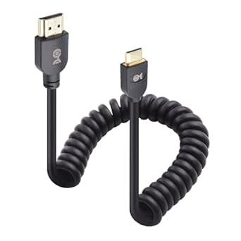 Cable Matters 48Gbps 8K Mini HDMI Coiled Cable 1-3ft with 8K@60Hz, 4K@240Hz and HDR Support, Mini HDMI Cable Coiled for Cameras, DSLRs, Camcorders, Portable Screens and Monitors