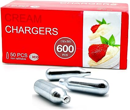 Impeccable Culinary Objects (ICO Trading) 600 (50 x12) Piece N2O Cream Chargers, 8g,