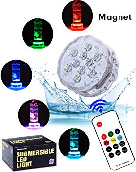 Magnet Waterproof Submersible LED Lights - Alilimall Hot Tub Lights Multicolor Underwater Spa Lights Wireless RF Signal Remote Controlled Battery Operated for Aquarium Halloween Christmas Decorations