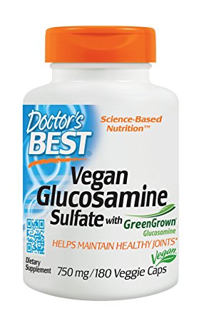 Doctor's Best Vegan Glucosamine SulFate, Joint Support, Non-GMO, Vegan, Gluten Free, Soy Free, 750 mg 180 Veggie Caps