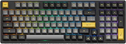 Akko Black&Gold 3098 98-Key RGB Hot-swappable Mechanical Gaming Keyboard, 2.4G Wireless/Bluetooth/Wired with PBT Double-Shot Keycaps for Mac & Win (3098B, Jelly Blue)