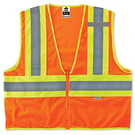 GloWear 8230Z ANSI Two-Tone High Visibility Orange Reflective Safety Vest, Small/Medium