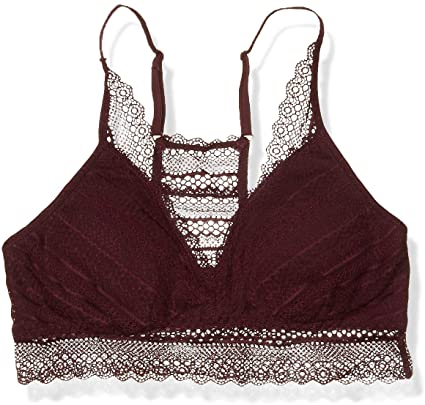 Amazon Brand - Mae Women's Stripe Lace Racerback Bralette with Removable Pads