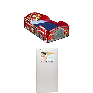 Delta Children Wood Toddler Bed, Nick Jr. PAW Patrol  with Twinkle Stars Crib & Toddler Mattress