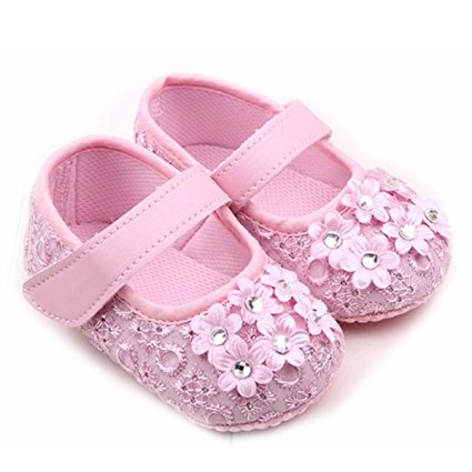 M2cbridge Baby Girl's Bow Dress Shoe Infant Toddler Pre-walker Crib Shoe (6-12 Months, Pink flower)