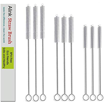 ALINK Drinking Straw Cleaning Brush Kit - (3-Size) 9-Piece Straw Cleaner