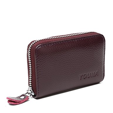 Youna Women's RFID Blocking Genuine Leather Credit Card Holder