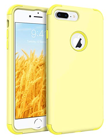 iPhone 7 Plus Case, BENTOBEN Slim Shockproof 3 in 1 Hard PC Soft Silicone Hybrid Coated Full-Body Protective Phone Cover Case for iPhone 7 Plus (5.5 inch), Jelly Yellow