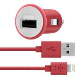 Belkin Apple MFi Certified Car Charger with Lightning Cable for iPhone 6  6 Plus iPhone 5  5S  5c iPad 4th Gen iPad Air 2 iPad Air iPad mini 3 iPad mini 2 and iPad mini 21 Amp  10 Watt Red