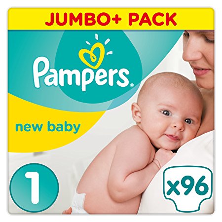 Pampers New Baby 96 Nappies, 2 - 5 kg, Size 1