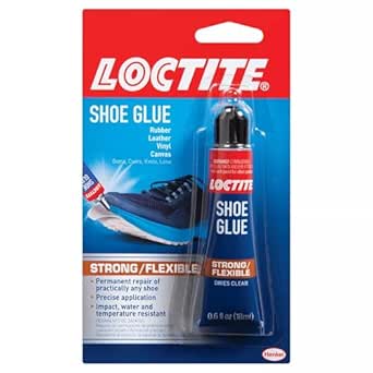 Loctite Shoe Glue, Strong & Flexible Fabric Glue, Resistant to Water, Impact, & Vibrations, Dries Clear - 0.6 fl oz Bottle, 6 Pack