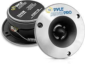 Pyle 3.75'' Titanium Horn Tweeter (Pair) - Aluminum Bullet Diamond Chrome Cutting Finish w/ 300 Watt Peak 20 oz Magnet Structure 2kHz - 25kHz Frequency Response 4 Ohm & 1" Kapton Voice Coil PDBT18