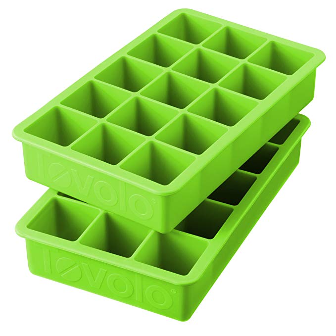 Tovolo Perfect Cube Ice Mold Trays, Sturdy Silicone, Fade Resistant, 1.25" Cubes, Set of 2, Spring Green