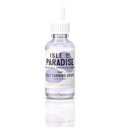 Paradise- Self Tanning Drops,Dark Full Size,100 Percent Vegan,Organic,1.01 oz./30ml