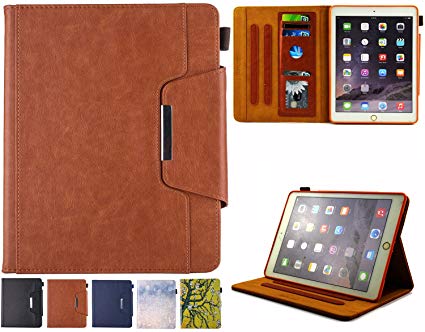 iPad Mini Case, iPad Mini 1/2/3/4 Case - JZCreater Folio Stand Multi Angle Viewing Wallet Case Cover with Auto Sleep/Wake for Apple iPad Mini 1/2/3/4, Brown