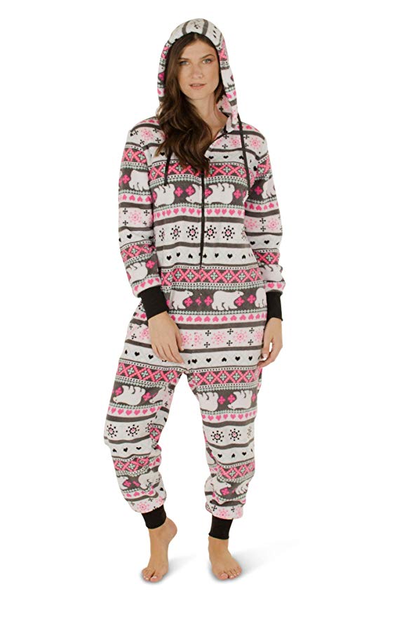 Totally Pink Women's Plush Warm Cozy Character Adult Onesie Pajamas