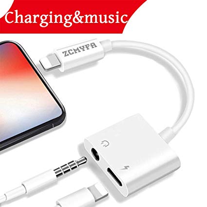 Headphone Adapter Phone Adapter 3.5mm Jack Dongle Earphone Connector Convertor 2 in 1 Cable Charge Audio Adaptor Compatible Phone Xs Max Phone Xs Even Phone 8 7 Support iOS System 10.3 ater