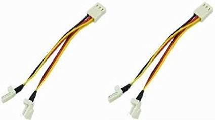 3-Pin Female to 2 x 3-Pin Male Computer Case Fan Y-Splitter Power Connector Adapter Cable (2-Pack)